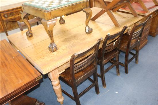 A pine kitchen table W.187cm